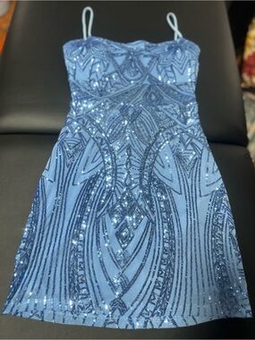 Light Blue Sequin Mini Dress NWT